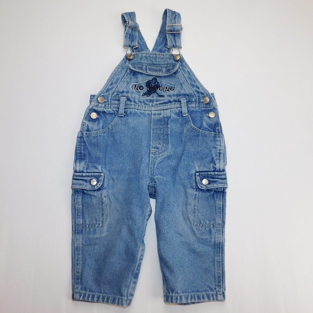 Vintage Hockey Player Theme Denim Jean Overalls Boys 18 months 18M